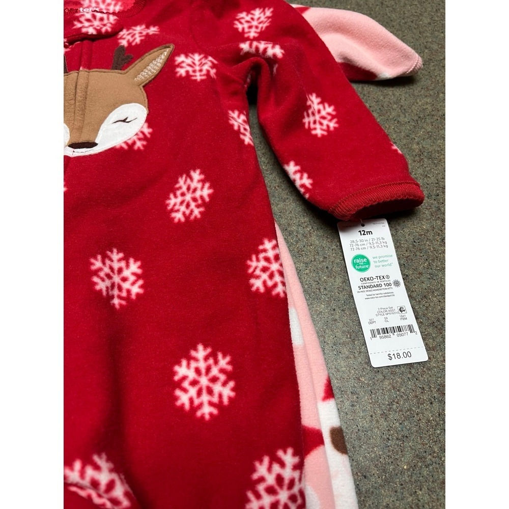 Christmas Carter's 2pc fleece sleepers  NWT 3T - Picture 3 of 6